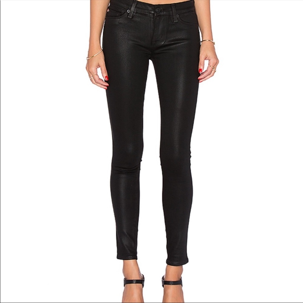 Hudson | Black Coated Super Skinny Jeans